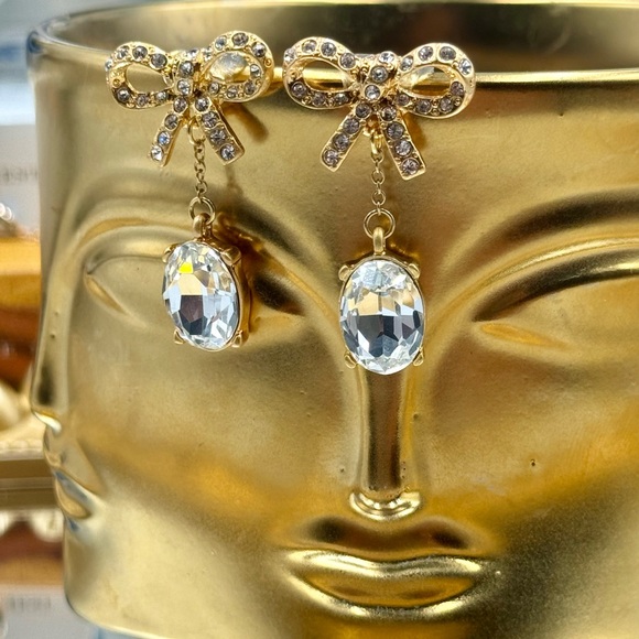 🆕 OSCAR DE LA RENTA 🧿 NWOT Sparkle & Dangling Bow Earrings - Picture 14 of 16